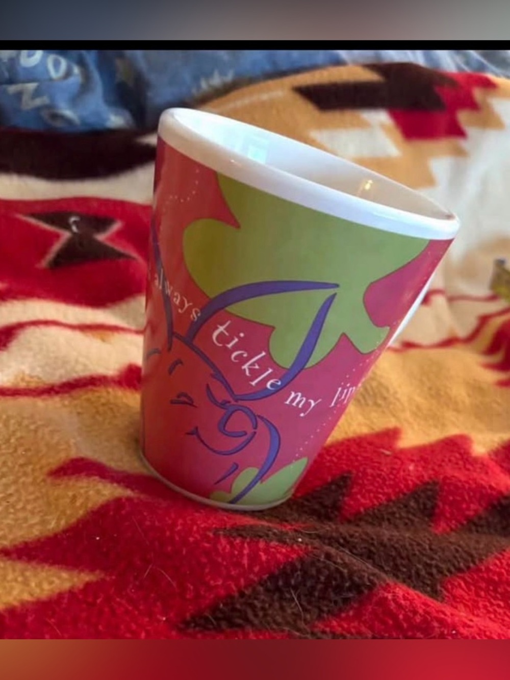 Colorful Pink & Green Ceramic Party Cup - Unbranded